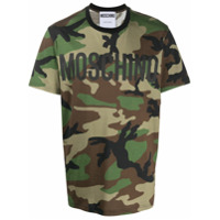 Moschino Camiseta camuflada com estampa de logo - Verde
