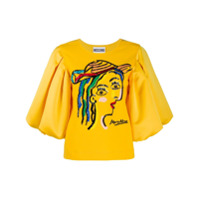 Moschino Camiseta com bordado de face - Amarelo