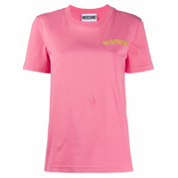 Moschino Camiseta de algodão com logo bordado - Rosa