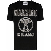 Moschino Camiseta preta de algodão com logo - Preto