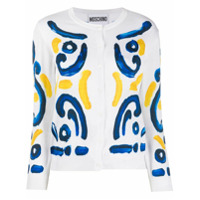 Moschino Cardigan com abotoamento e estampa - Branco