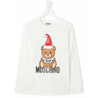 Moschino Kids Blusa mangas longas com estampa Teddy Bear - Branco