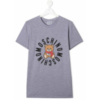 Moschino Kids Camiseta decote careca com estampa Teddy Bear - Cinza