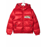 Moschino Kids Casaco matelassê com detalhe de logo - Vermelho