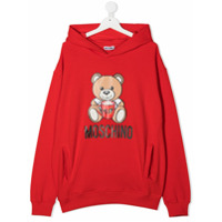 Moschino Kids TEEN logo print hoodie - Vermelho