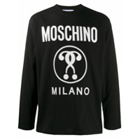 Moschino logo print long-sleeve T-shirt - Preto