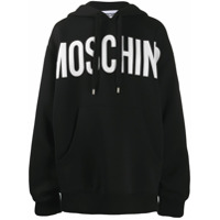 Moschino logo print oversized hoodie - Preto