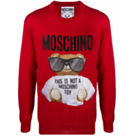 Moschino Moletom com bordado de logo Teddy - Vermelho