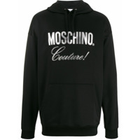 Moschino Moletom com capuz e detalhe de logo - Preto