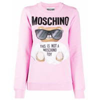 Moschino Moletom com logo bordado e estampa gráfica - Rosa