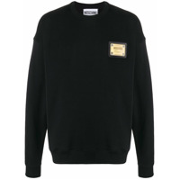 Moschino Moletom com placa de logo de metal - Preto