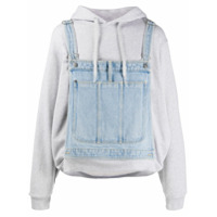 Moschino Moletom com sobreposição e capuz - Cinza