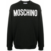 Moschino Moletom decote careca com estampa de logo - Preto