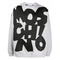 Moschino Moletom decote careca com logo - Cinza