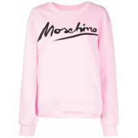 Moschino Moletom decote careca com logo de assinatura - Rosa