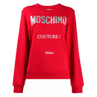 Moschino Moletom decote careca com logo holográfico - Vermelho