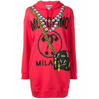 Moschino Moletom longo com estampa de logo - Vermelho