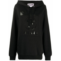 Moschino Moletom oversized com capuz e estampa de logo - Preto