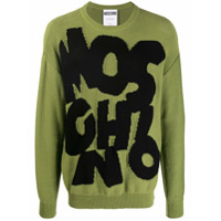 Moschino Suéter de tricô com padronagem de logo - Verde