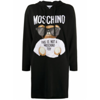 Moschino Vestido com capuz e estampa Teddy - Preto