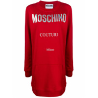 Moschino Vestido de tricô com logo - Vermelho