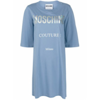 Moschino Vestido reto com estampa de logo - Azul