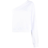MSGM Blusa ombro Ãºnico com estampa de logo - Branco