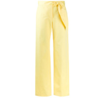 MSGM Calça pantalona com amarração lateral - Amarelo