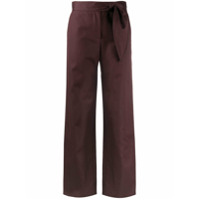 MSGM Calça pantalona com listra lateral - Marrom