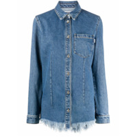 MSGM Camisa jeans com acabamento desfiado - Azul