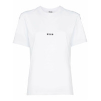 MSGM Camiseta branca de algodão com logo - Branco