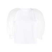 MSGM Camiseta com tule e recortes nos ombros - Branco