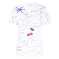 MSGM Camiseta decote careca com estampa - Branco