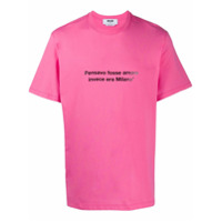 MSGM Camiseta mangas curtas com estampa de slogan - Rosa
