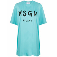 MSGM Camiseta reto oversized com estampa de logo - Azul