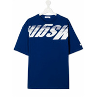 Msgm Kids Camiseta decote careca com estampa de logo - Azul