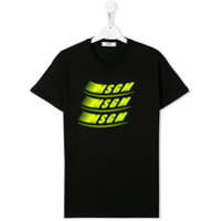 Msgm Kids Camiseta decote careca com estampa de logo - Preto