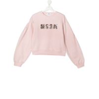 Msgm Kids Moletom com estampa de logo - Rosa