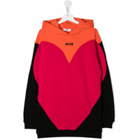 Msgm Kids TEEN colour-block heart sweatshirt - Laranja