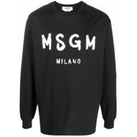MSGM paint brushed long-sleeved T-shirt - Preto
