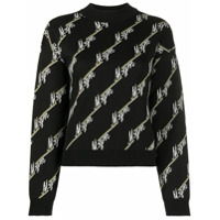 MSGM Suéter de tricô com padronagem de logo - Preto
