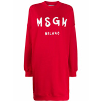 MSGM Vestido de tricô com estampa de logo - Vermelho