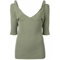 Muller Of Yoshiokubo V-neck ribbed top - Verde