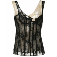 Natasha Zinko Blusa com renda e detalhe de espartilho - Preto