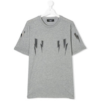 Neil Barrett Kids Camiseta com estampa de raio - Cinza