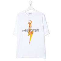 Neil Barrett Kids Camiseta decote careca com estampa do logo - Branco