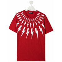 Neil Barrett Kids Camiseta mangas curtas com estampa de raio - Vermelho