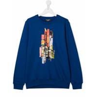 Neil Barrett Kids Moletom de algodão com estampa gráfica - Azul