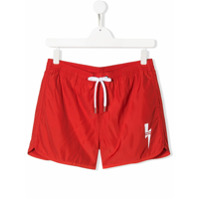 Neil Barrett Kids Short de nylon - Vermelho