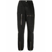 Nine In The Morning high waisted zip detail trousers - Preto